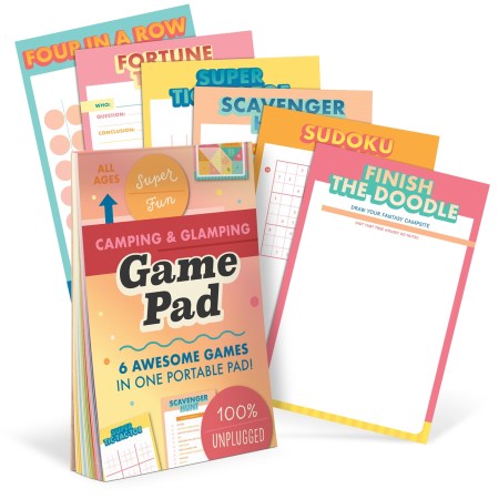 Camping & Glamping On-The-Go Game Pad, Glamping & Outdoor Activity Book for Kids