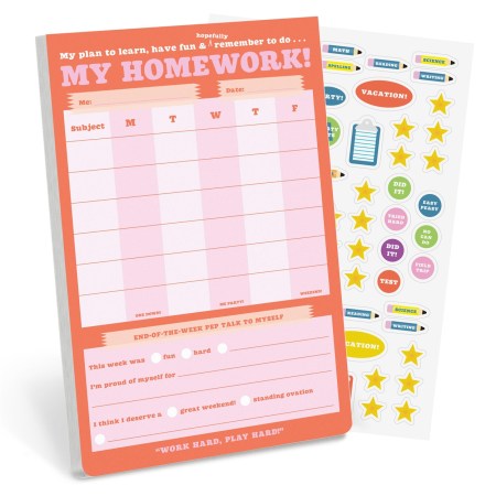 My Homework Weekly Tracker Pad Can-Do Pad with Sticker Sheet