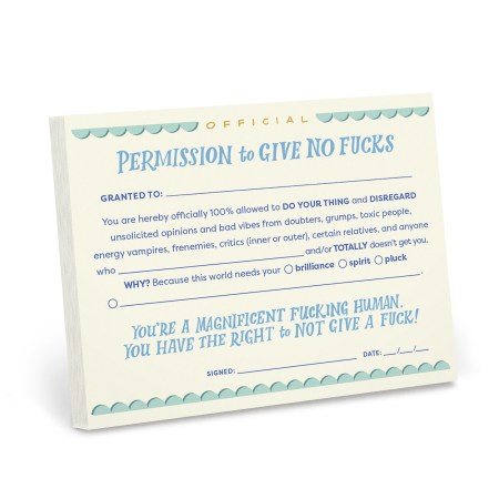 Permission to Give No Fucks Note Pad