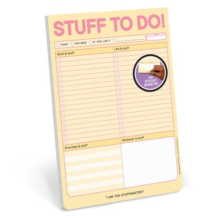 Stuff To Do! Big & Sticky Notepad – Sticky To-Do List Pad (40 Sheets, 9.75 x 7-inches)